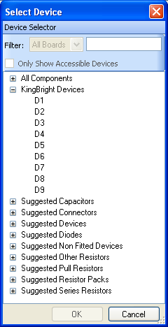 The Select Device dialog with the new KingBright category